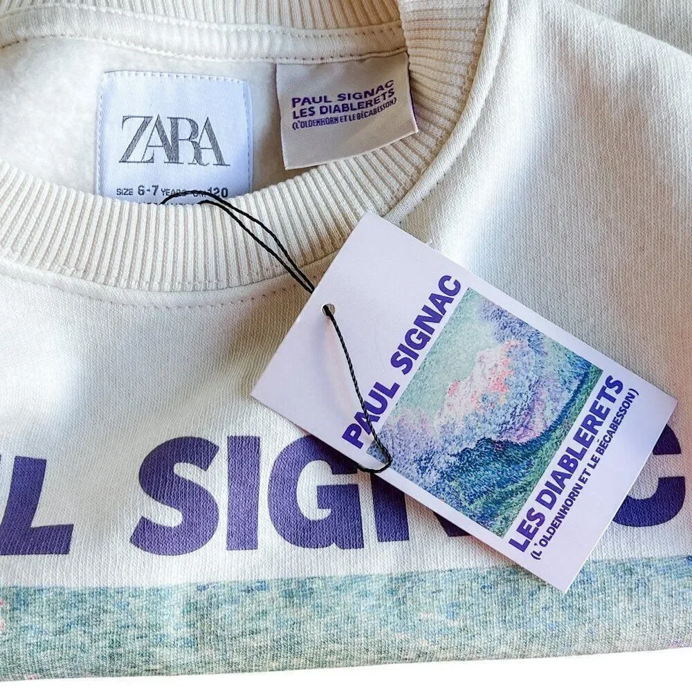 NWT! Zara Kids x Paul Signac Les Diablerets Long Sleeve Sweatshirt Size 6-7Y